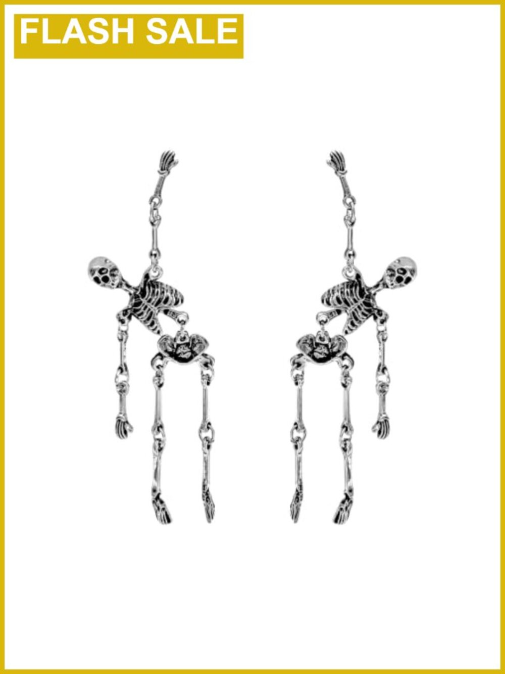 Gothic Silver Skeleton Dangle Earrings for Women Halloween